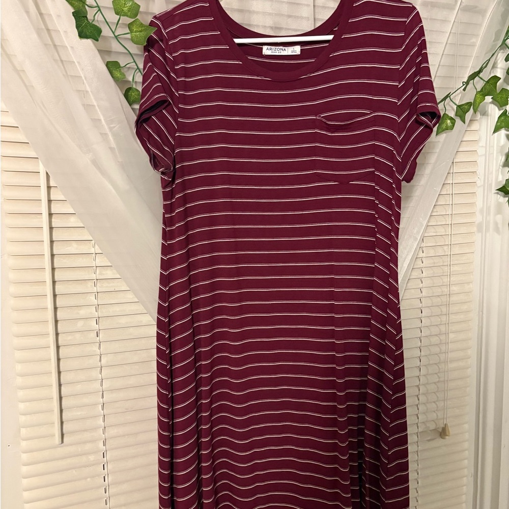 Arizona Jean Company Burgundy and White Striped Mini Dress